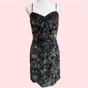 Vintage 90s whimsigoth crushed velvet cocktail dress with gold accents